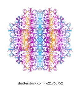 Vector illustration isolated. Printing on T-shirt, fabric, mugs and souvenirs. Rainbow, acid, LSD, dmt, meditation, psychedelic, narcotic, nature, flowers, pattern. handmade. 60s, trippy, dreamy.