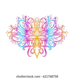 Vector illustration isolated. Printing on T-shirt, fabric, mugs and souvenirs. Rainbow, acid, LSD, dmt, meditation, psychedelic, narcotic, nature, flowers, pattern. handmade. 60s, trippy, dreamy.