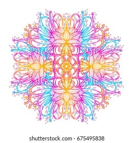 Vector illustration isolated. Printing on T-shirt, fabric, mugs and souvenirs. Rainbow, acid, LSD, dmt, meditation, psychedelic, narcotic, nature, flowers, pattern. handmade. 60s, trippy, dreamy.