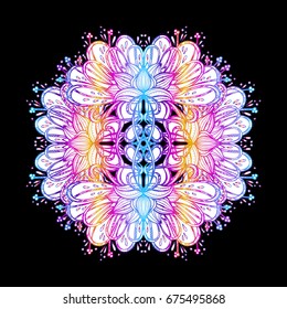 Vector illustration isolated. Printing on T-shirt, fabric, mugs and souvenirs. Rainbow, acid, LSD, dmt, meditation, psychedelic, narcotic, nature, flowers, pattern. handmade. 60s, trippy, dreamy.