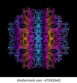 Vector illustration isolated. Printing on T-shirt, fabric, mugs and souvenirs. Rainbow, acid, LSD, dmt, meditation, psychedelic, narcotic, nature, flowers, pattern. handmade. 60s, trippy, dreamy.