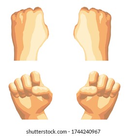 Vector illustration.Set of isolated realistic human hands showing different gestures,signs or numbers,seen from different sides,front and back.