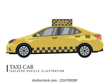 Vector illustration of isolated realistic taxi transport car. Clipart of a modern car sedan.