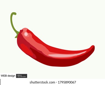 Vector illustration of an isolated red chili with a white background used for logos, magazines, books,