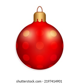 Vektorgrafik eines isolierten roten Weihnachtsbaumballs. Helle Dekoration für Winterferien. Element für Hintergrund und Design-Dekoration. Geeignet für Neujahr, Weihnachten und Feiertage. 