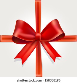 Vector Illustration of Isolated Red Gift Bow with Ribbon