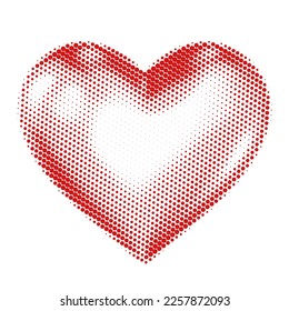 Vector Illustration of Isolated Red Halftone Heart Over White Background