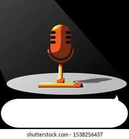Vector illustration of isolated retro, vintage microphone.