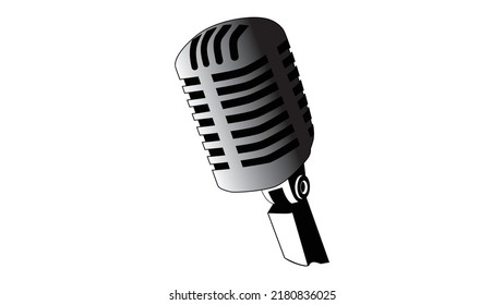 Vector illustration of isolated retro, vintage microphone.
