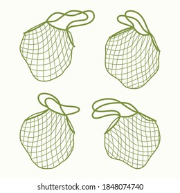 Vector illustration of isolated reusable grocery shopping bags. Ecology care
