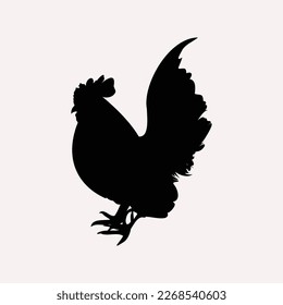 Vektorgrafik einzeln auf Hahn-Silhouette, schwarz auf weißem Hintergrund