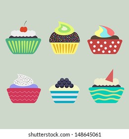 Vector illustration of isolated set of cupcake(eps.10)