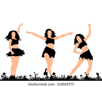 Vector illustration of an isolated silhouette of a girl dancing