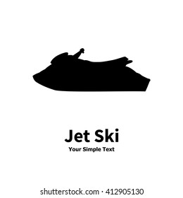 Vector illustration of a isolated silhouette of a water jet ski on a white background. Water bike side view, profile.