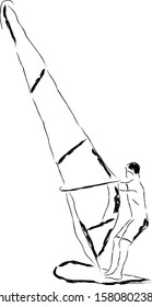 Vector illustration. Isolated silhouette a windsurfer icon 