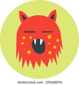 Vector illustration of isolated sleepy cute cartoon alien monster on a lime background