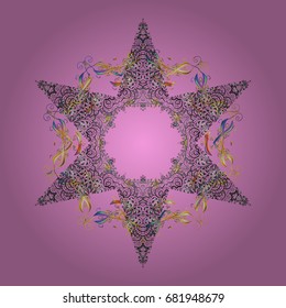 Vector illustration with isolated snowflake. Beautiful decoration. Symbol of winter. Isolated watercolor snowflakes on colorful background.