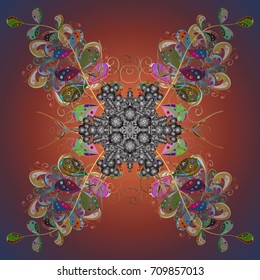 Vector illustration with isolated snowflake. Symbol of winter. Isolated watercolor snowflakes on colored background. Beautiful decoration.