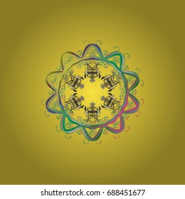 Vector illustration with isolated snowflake. Isolated watercolor snowflakes on colorful background. Beautiful decoration. Symbol of winter.