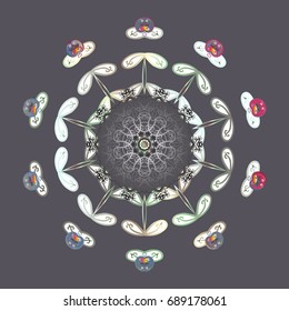 Vector illustration with isolated snowflake. Isolated watercolor snowflakes on colorful background. Beautiful decoration. Symbol of winter.