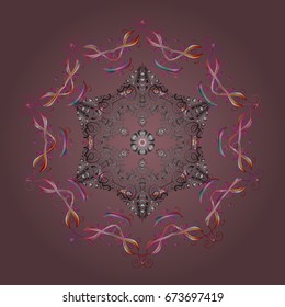 Vector illustration with isolated snowflakes. Beautiful decoration. Symbol of winter. Isolated watercolor snowflakes on colorful background.