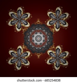 Vector illustration with isolated snowflakes. Beautiful decoration. Symbol of winter. Isolated watercolor snowflakes on red gradient background.