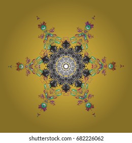 Vector illustration with isolated snowflakes. Symbol of winter. Isolated watercolor snowflakes on colorful background. Beautiful decoration.