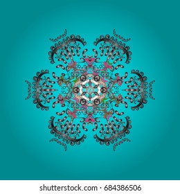 Vector illustration with isolated snowflakes. Symbol of winter. Isolated watercolor snowflakes on colorful background. Beautiful decoration.