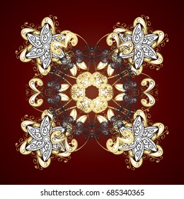 Vector illustration with isolated snowflakes. Symbol of winter. Isolated watercolor snowflakes on red gradient background. Beautiful decoration.