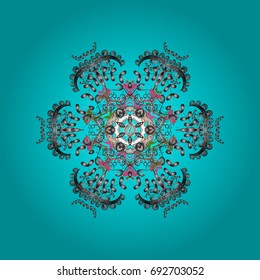 Vector illustration with isolated snowflakes. Symbol of winter. Isolated watercolor snowflakes on colorful background. Beautiful decoration.