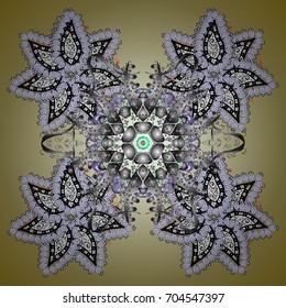 Vector illustration with isolated snowflakes. Symbol of winter. Isolated watercolor snowflakes on colored background. Beautiful decoration.