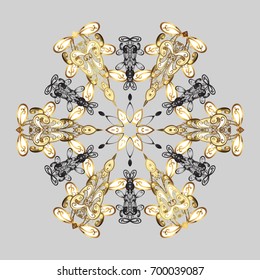 Vector illustration with isolated snowflakes. Isolated watercolor snowflakes on gray background. Beautiful decoration. Symbol of winter.