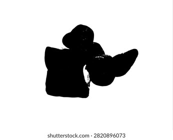 Vector illustration of isolated steamed sweet potatoes in high contrast black stencil silhouette on white background. Traditional Asian food graphic.