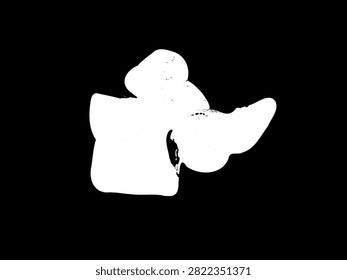 Vector illustration of isolated steamed sweet potatoes in high contrast white stencil silhouette on black background. Traditional Asian food graphic.