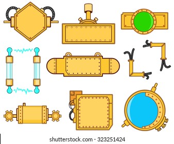 vector illustration of isolated steampunk set in retro style