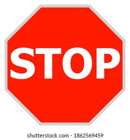 Vector illustration of isolated stop sign, on white background. Simple flat style.