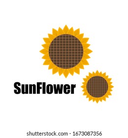 Vector illustration of an isolated sunflower on a white background used for logos, magazines, books, posters, cards, menu covers, web pages.