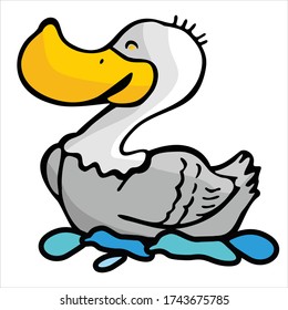 vector illustration of an isolated swimming duck