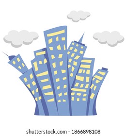Vector illustration of isolated tall buildings on a white background. Simple flat style.