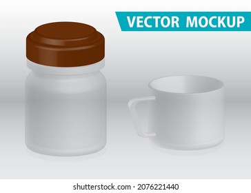 vector illustration isolated transparent glass tea cup and coffee bottle