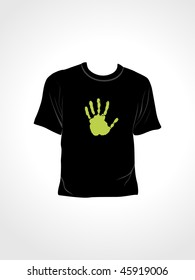 ilustración vectorial de camisetas aisladas con huella de mano verde