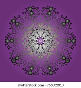 Vector illustration. Isolated of vector violet, gray and neutral snowflakes. Snowflakes collection. Fine winter ornament.