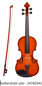 Vector illustration -  isolated vector violin with the fiddle stick. Created with gradient mesh.