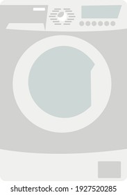 Vector illustration of an isolated washing machine. Classic modern washing machine in shades of gray. White background.
