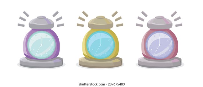Vector illustration. isolated watch - retro alarm clock. Stylized icon - symbol