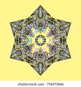 Vector illustration. Isolated watercolor snowflakes on yellow background. Symbol of winter.