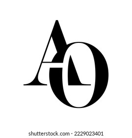 Vector Illustration isolated in white background of Monogram Logo vector Initial Letters AO