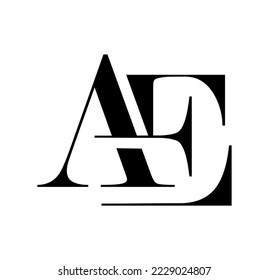 Vector Illustration isolated in white background of Monogram Logo vector Initial Letters AE