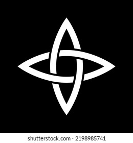 Vector illustration of isolated white celtic knot on a black background.