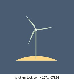 Vector illustration of an isolated  windmill on a blue background. 